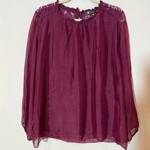 Elegant Burgundy Silk Chiffon Women's Top
